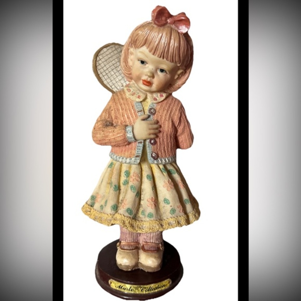 MARLO COLLECTION GIRL WITH TENNIS RACKET COLLECTIBLE FIGURINE